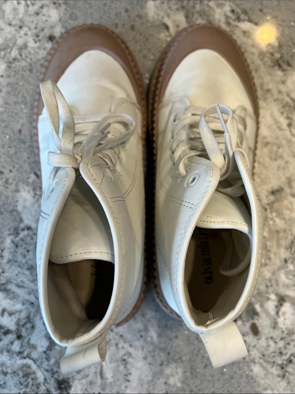 Olivia Miller Treasure High Top Sneakers White Tan Lug Sole Size 9 EUC - Picture 6 of 8